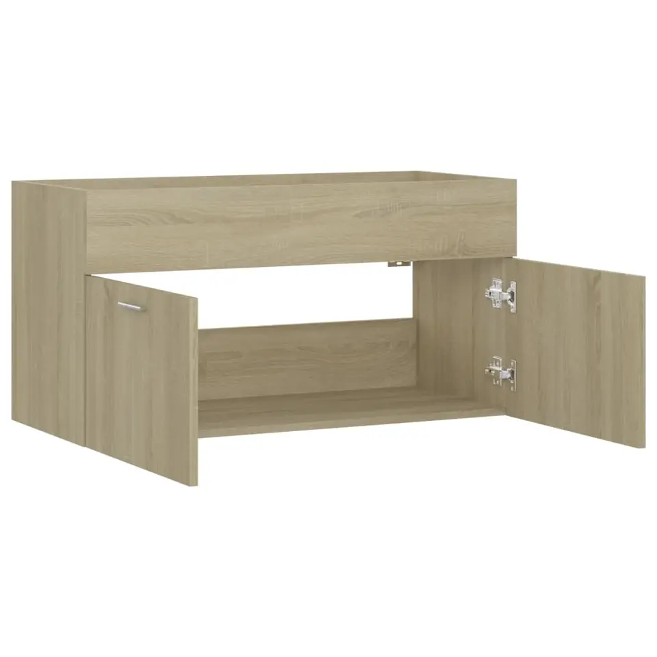 vidaXL - Wastafelkast - Bruin - Bewerkt hout - 90 x 38.5 x 46 cm