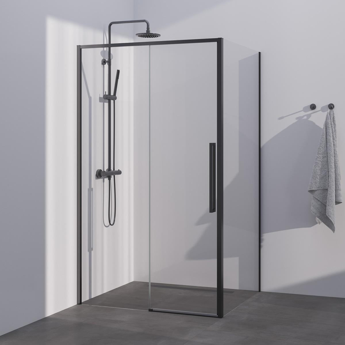Brauer Season douchecabine met schuifdeur 100x100cm zwart mat