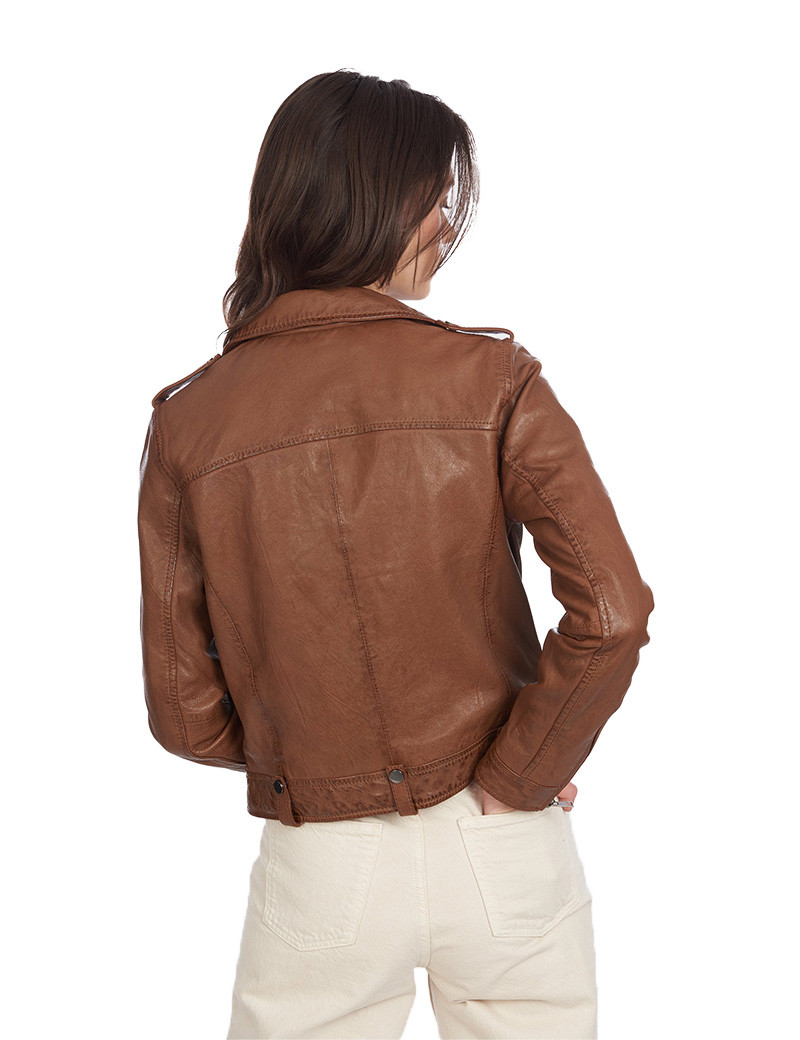 OAKWOOD BLOUSON FEMME EN CUIR COGNAC PRINCESS
