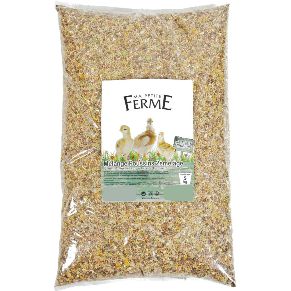 Aliments composé, mélange poussin 2eme âge 5 kg basse cour