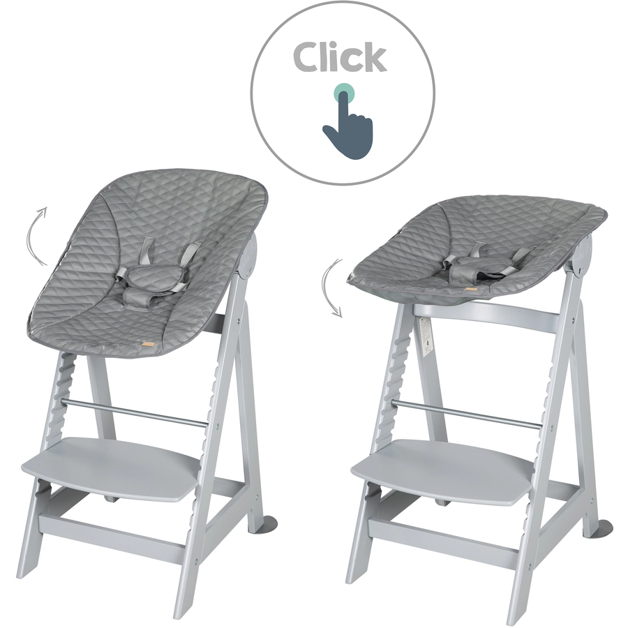 roba Treppenhochstuhl Born Up taupe Set 2 in 1 inkl. Aufsatz Stone gesteppt