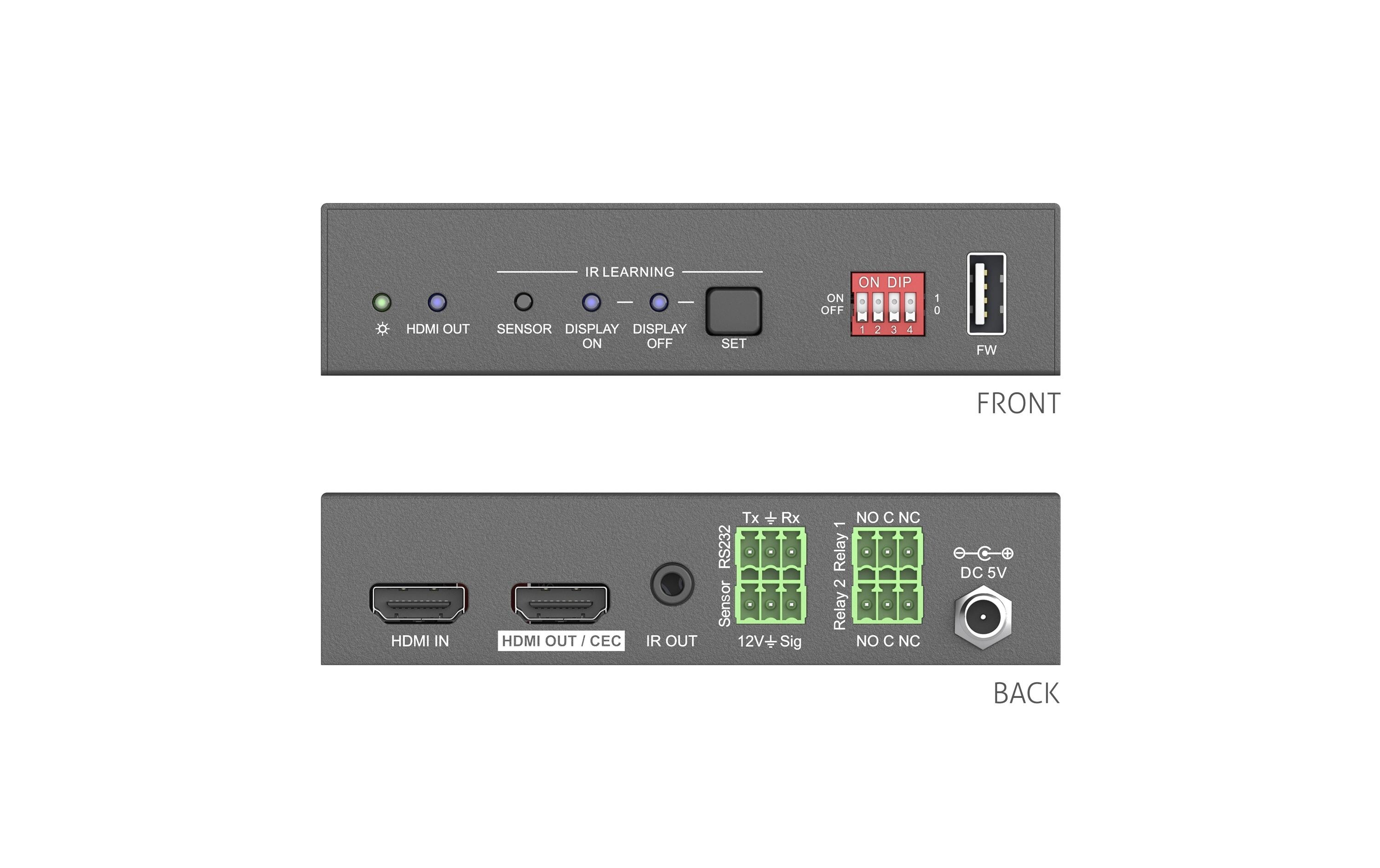Controller PT-C-HDCEC<br>4K 18Gbps HDMI CEC und Relais Controller – Individuelle Kontrolle und Ansteuerung von Steuersignalen
