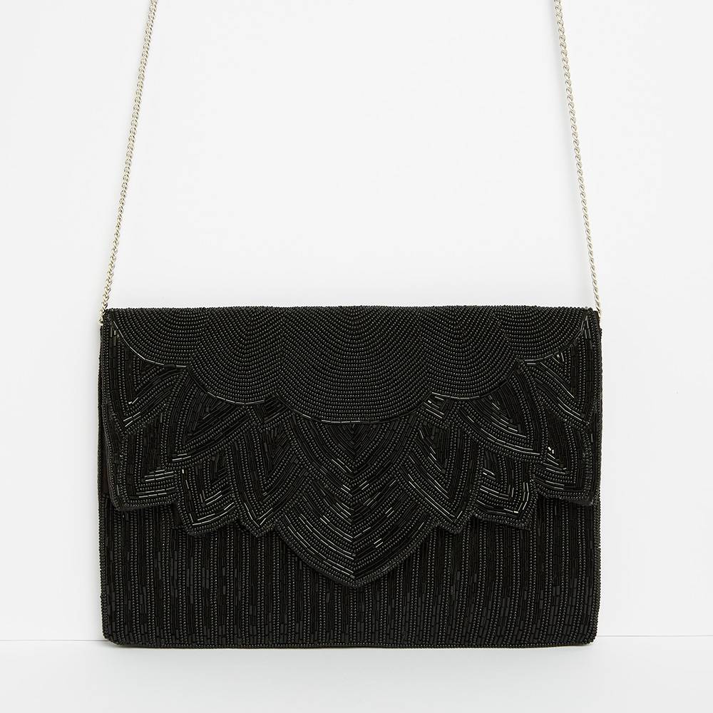 Geometric Retro SAC POCHETTE NOIRE VOLANTE