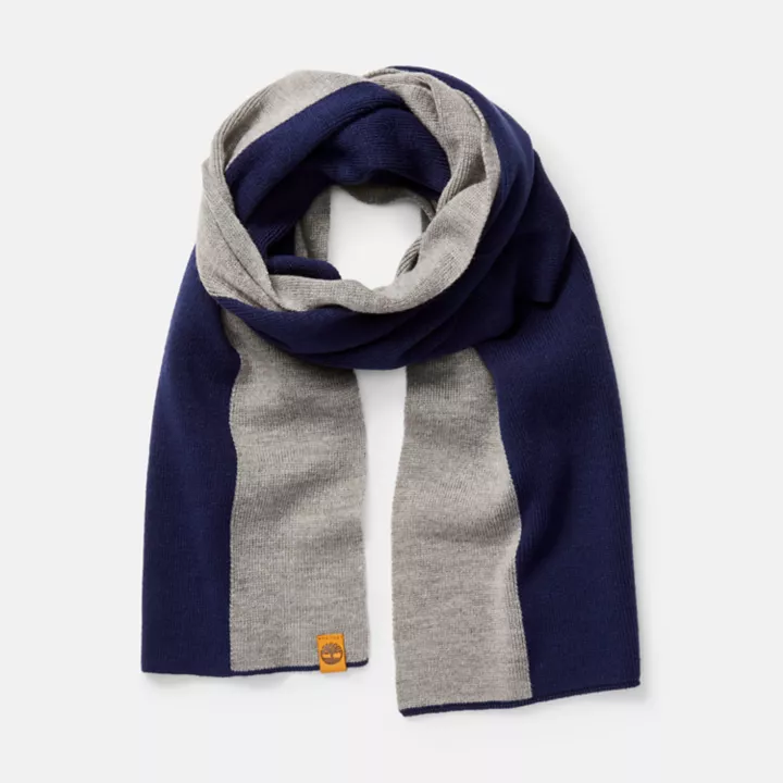 Coffret cadeau bonnet et écharpe color-block pour femme en bleu marine