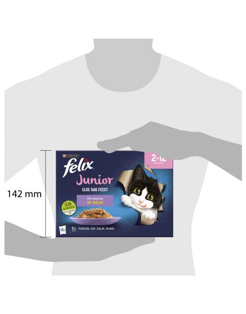 Felix Multipack Elke Dag Feest Mix Selectie In Gelei Junior - Kattenvoer - Tonijn Kip Zalm 12x85 g