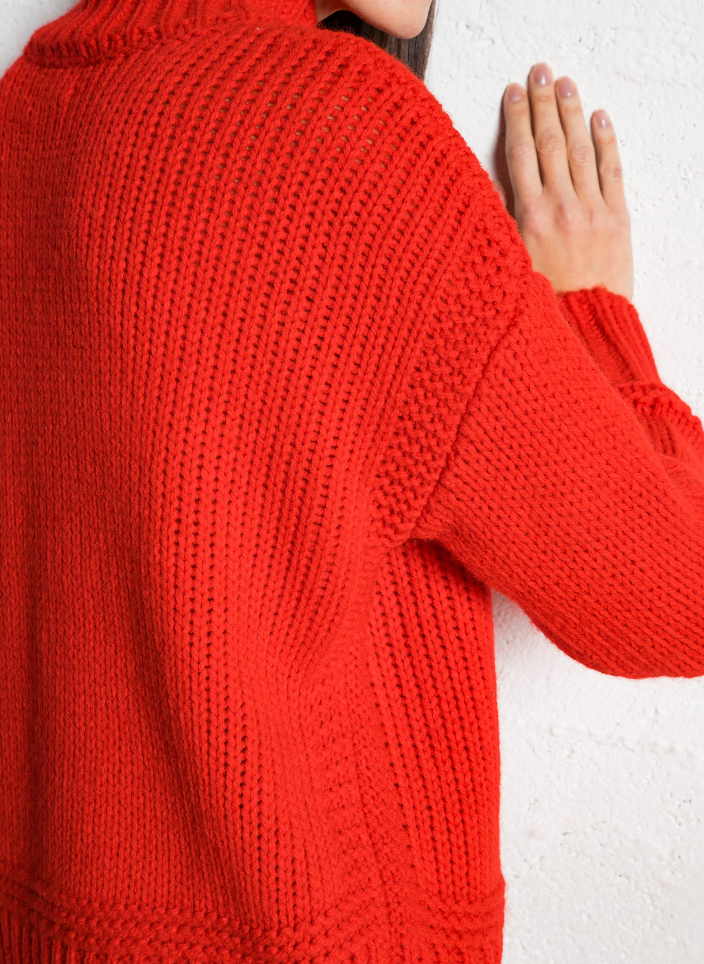 CASSIDY - Pull oversize col montant en laine mélangée | Rouge