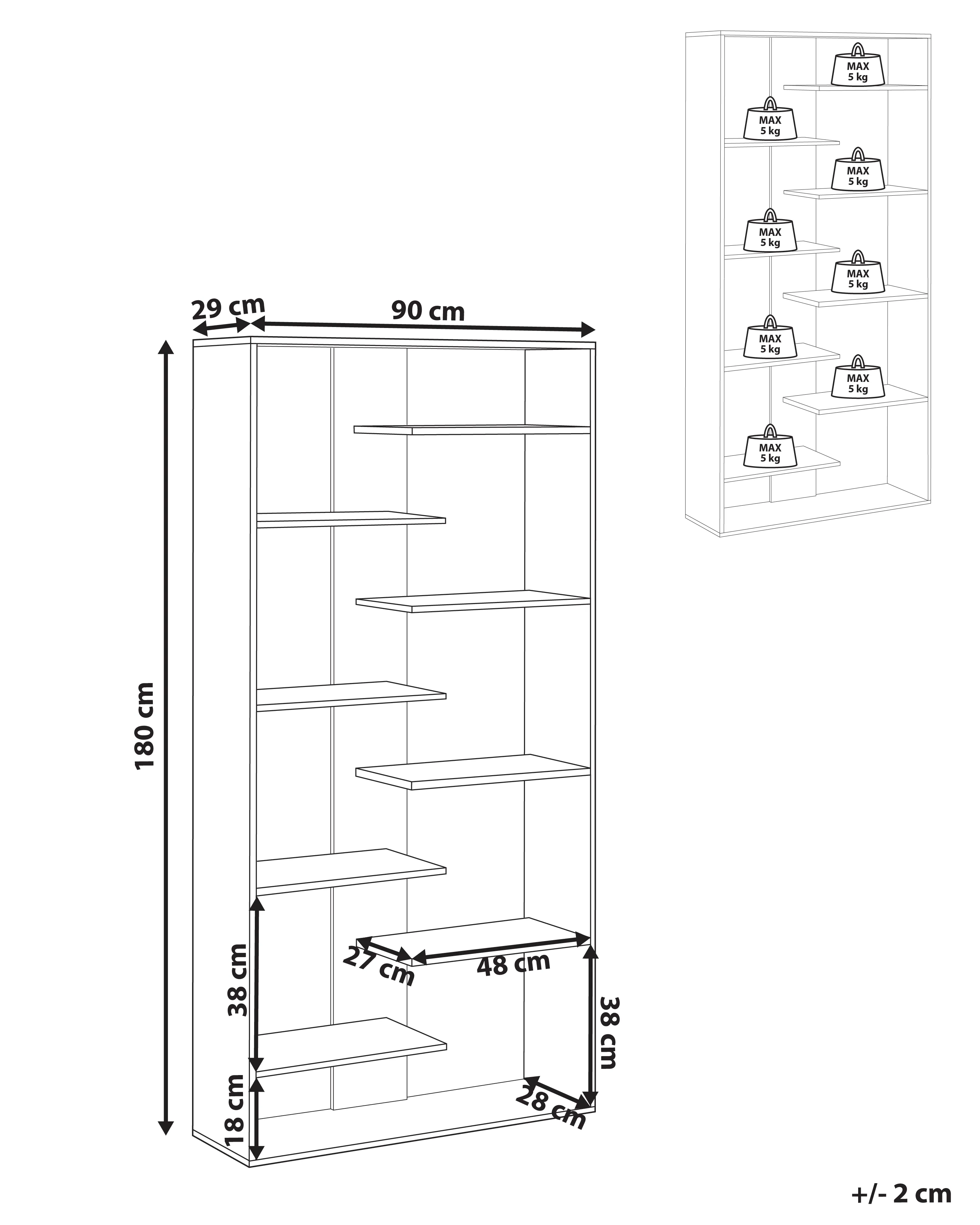 Boekenkast met 8 planken FONTAS 180 cm Wit