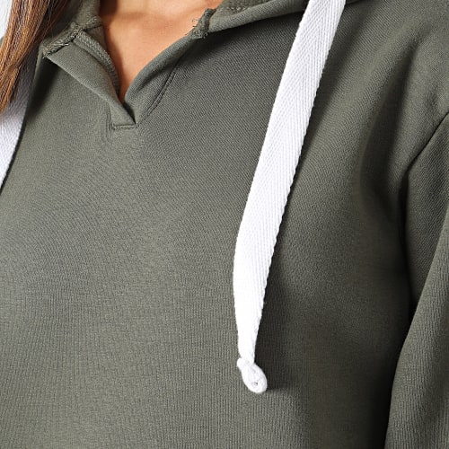 Robe Sweat Capuche Femme Vert Kaki