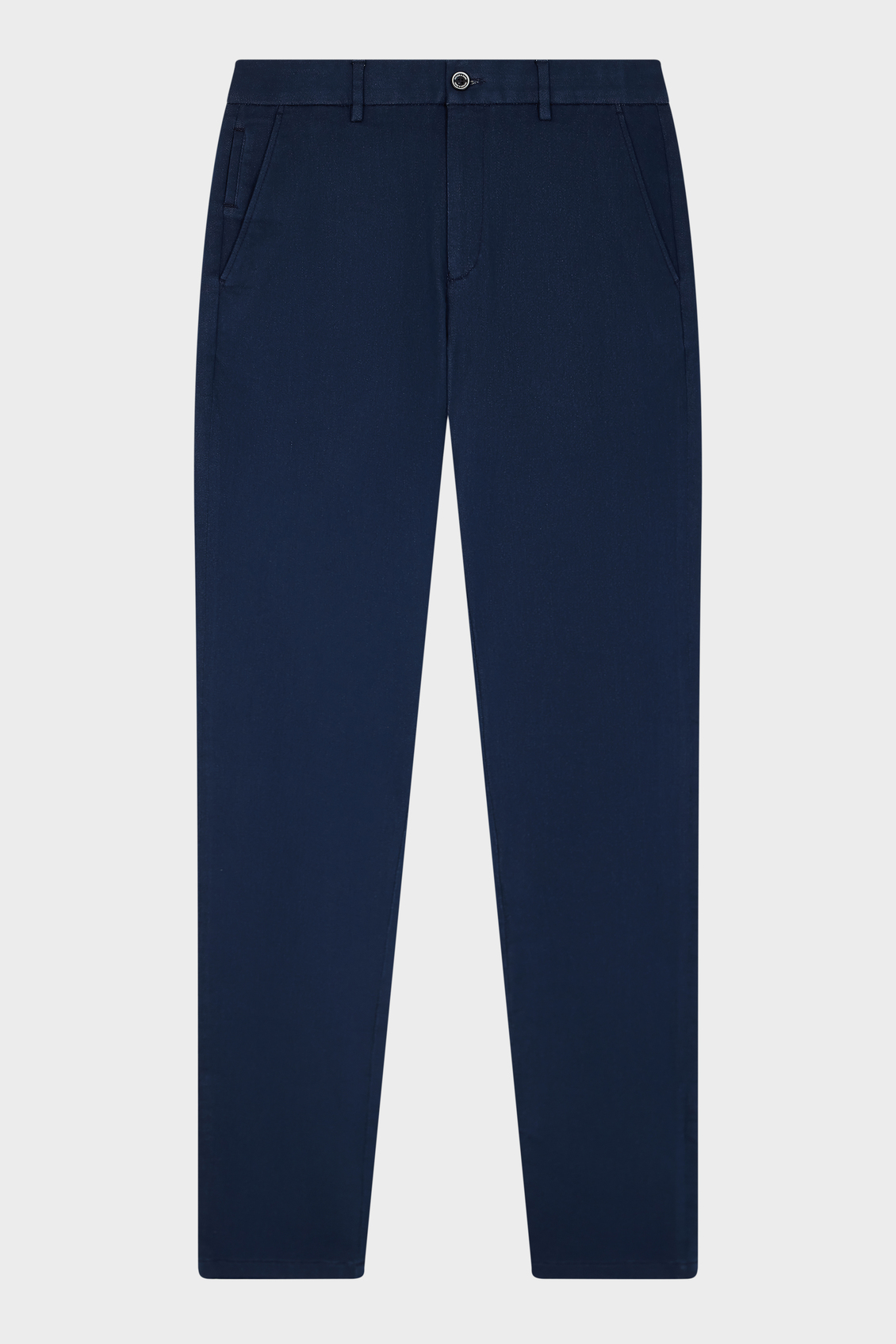 Chino slack skinny en coton bio et polyester recyclé unis bleu indigo