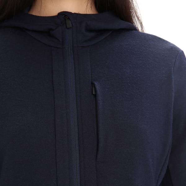 Veste polaire randonnée ICEBREAKER W QUANTUM III LS ZIP HOOD MIDNIGHT NAVY