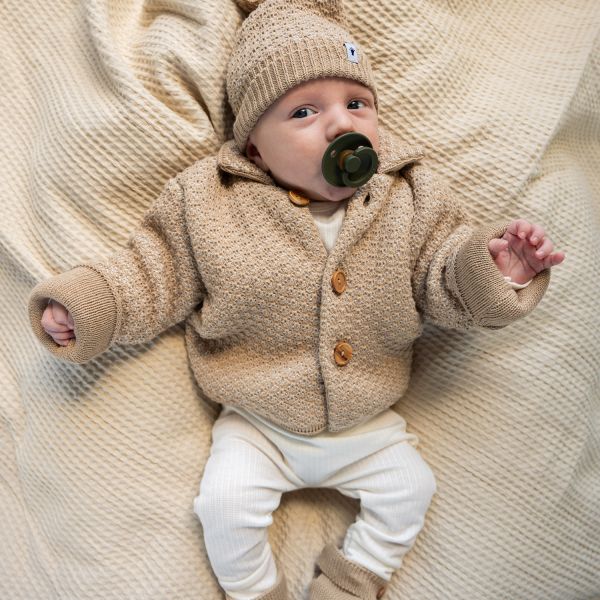 Klein Baby Cardigan - Maat 56 - Beige Melange
