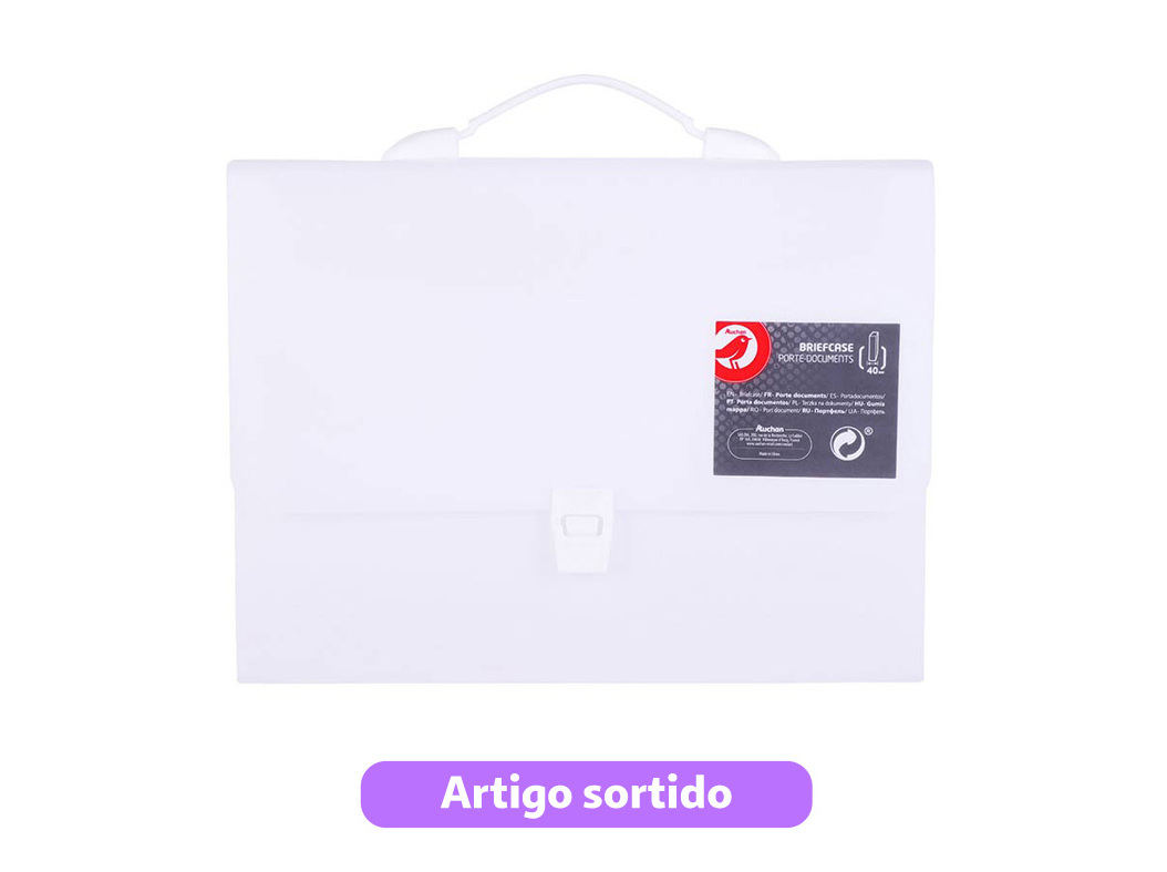 PASTA COM PEGA AUCHAN PLÁSTICO TRANSPARENTE 40MM CORES SORTIDAS