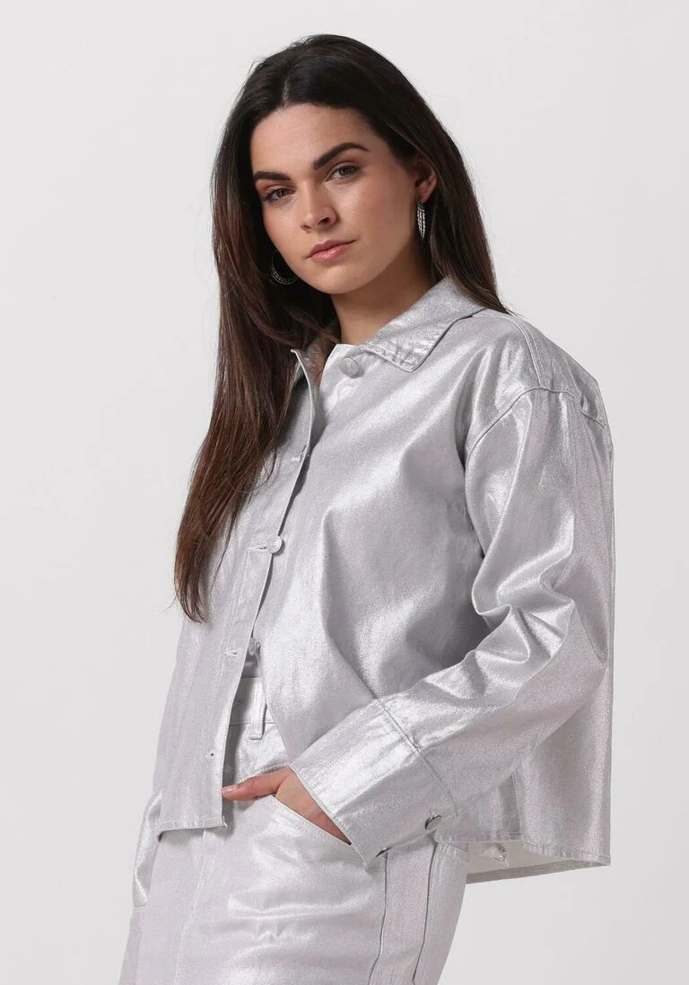 Y.A.S. zilveren y.a.s. spijkerjas yassilva denim ls shirt