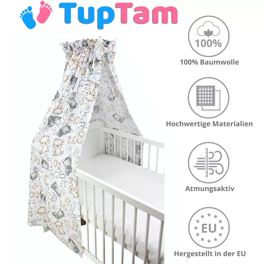 TupTam Babybett Himmel mit Schleifchen graubraun