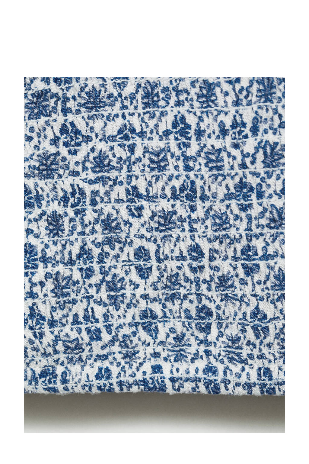 MANGO TEEN top met all over print en ruches blauw/wit