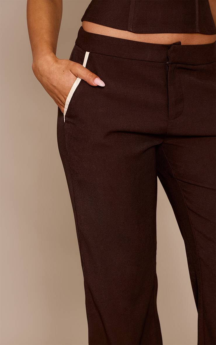 Marron Foncé Pantalon Large Tailleur Tissé