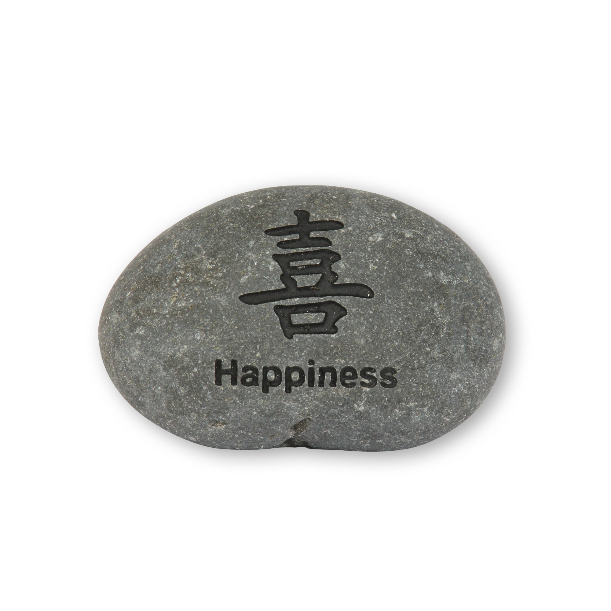 Flusskieselstein 'Happiness', grau, T 8 cm, B 8 cm von fischer's lagerhaus