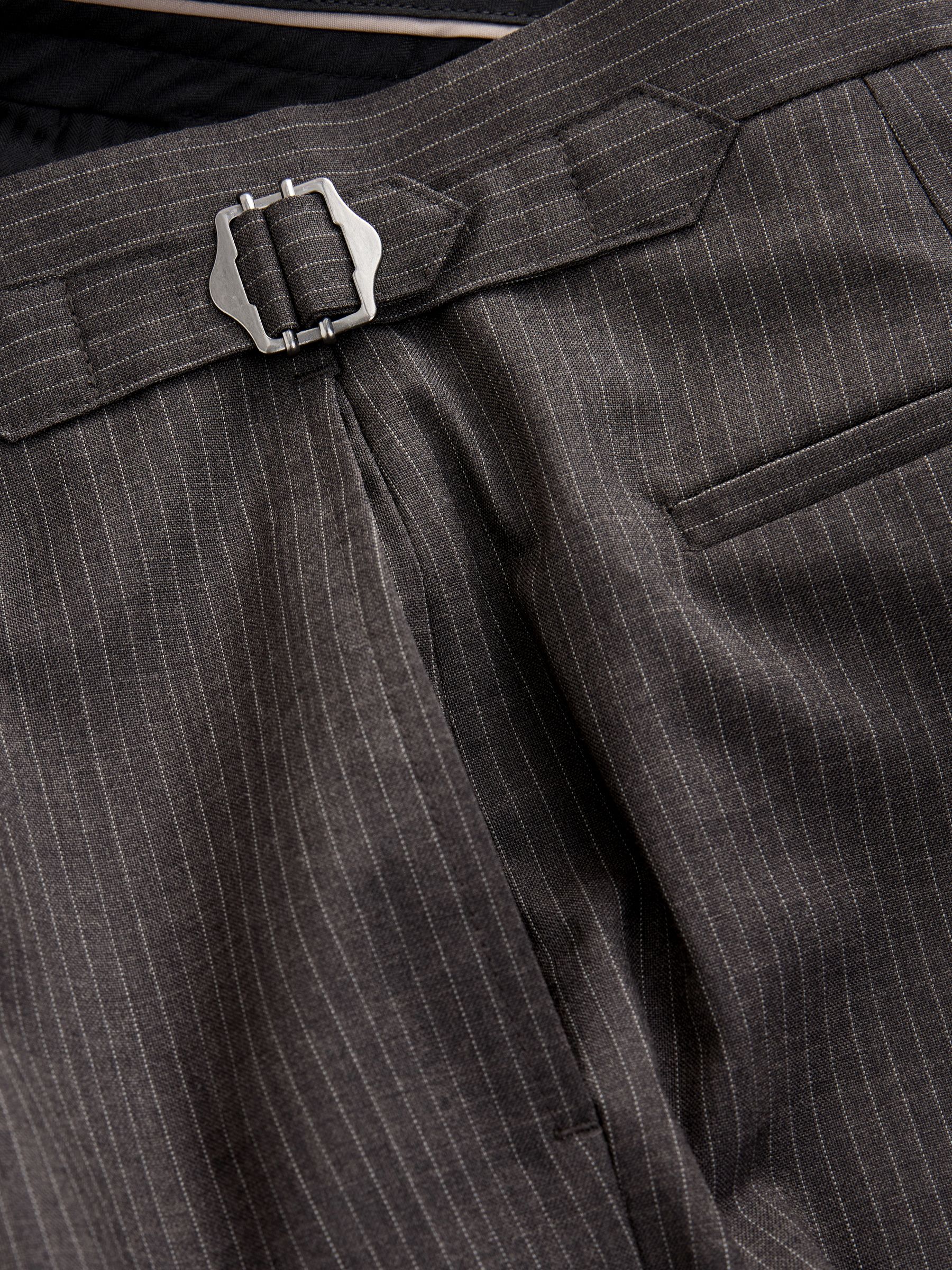 Bruin - Verstelbare gestreepte wollen blend broek met zijverstellers