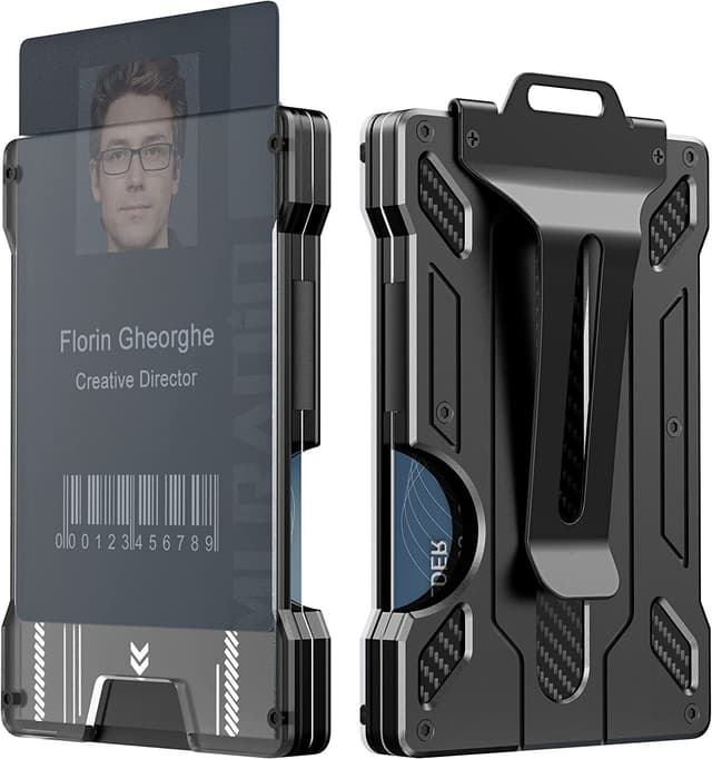 RFID kreditkortholder med Cash Clip 6 kort Sort