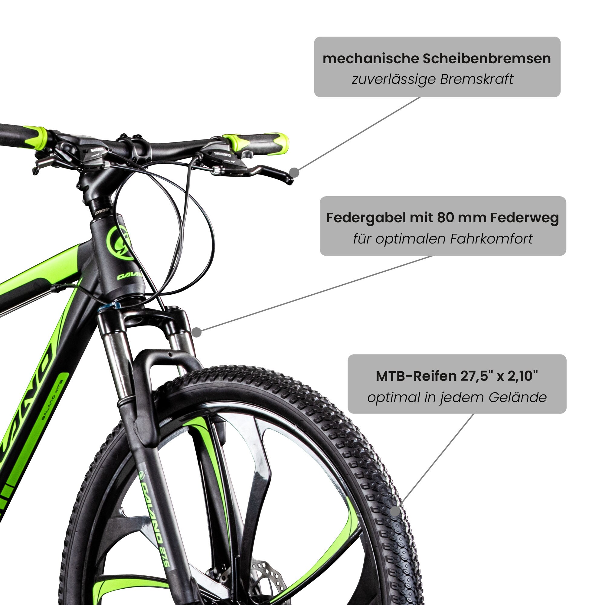 Galano Primal Mountainbike 27,5 Zoll für Jugendliche und Erwachsene 165 - 185 cm MTB Hardtail Fahrrad