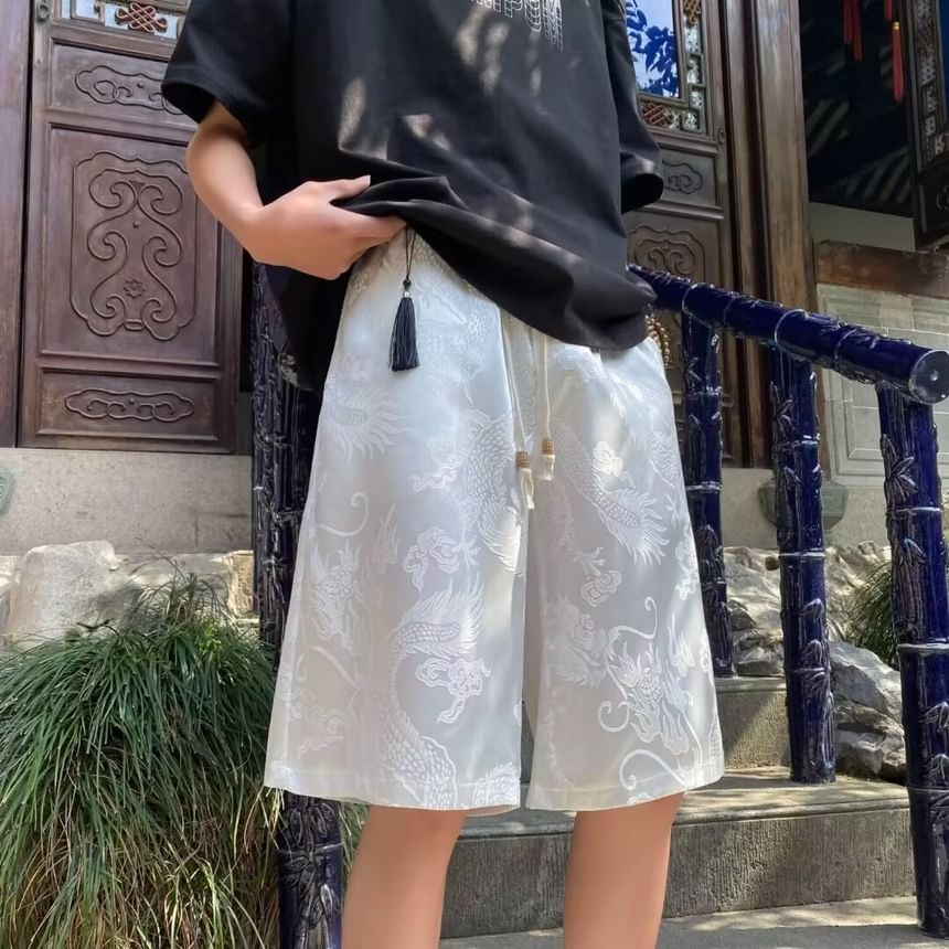 Urtishia - Hoge taille print wijde shorts