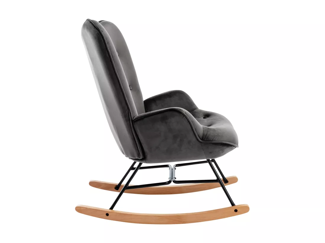 Fauteuil à bascule rocking tissu grise 71 x 88 x 98 cm FAB10071