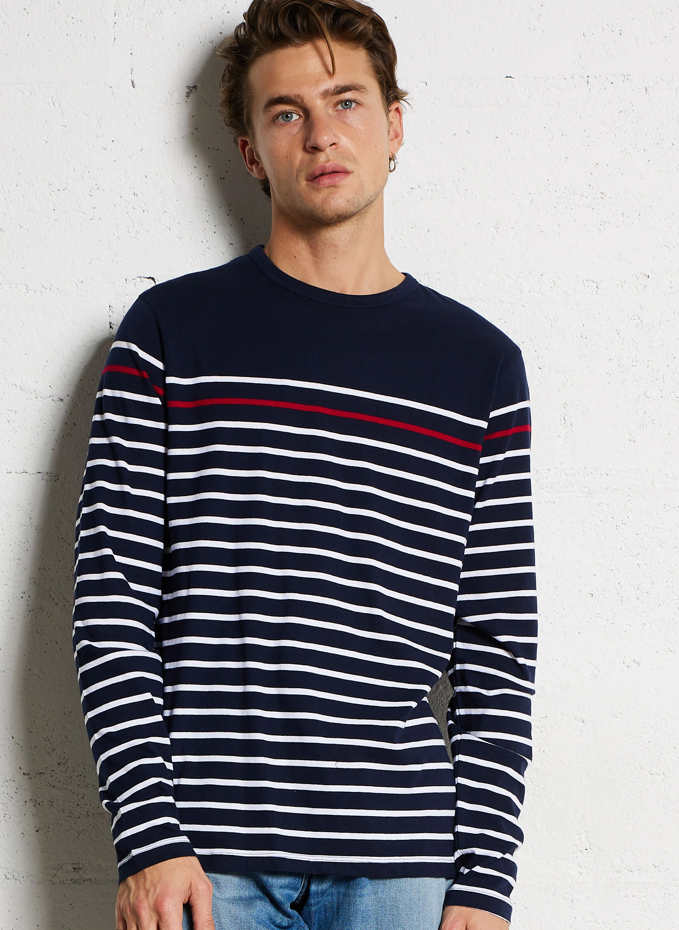 ISTOR - Tee-shirt manches longues rayé en coton | Bleu