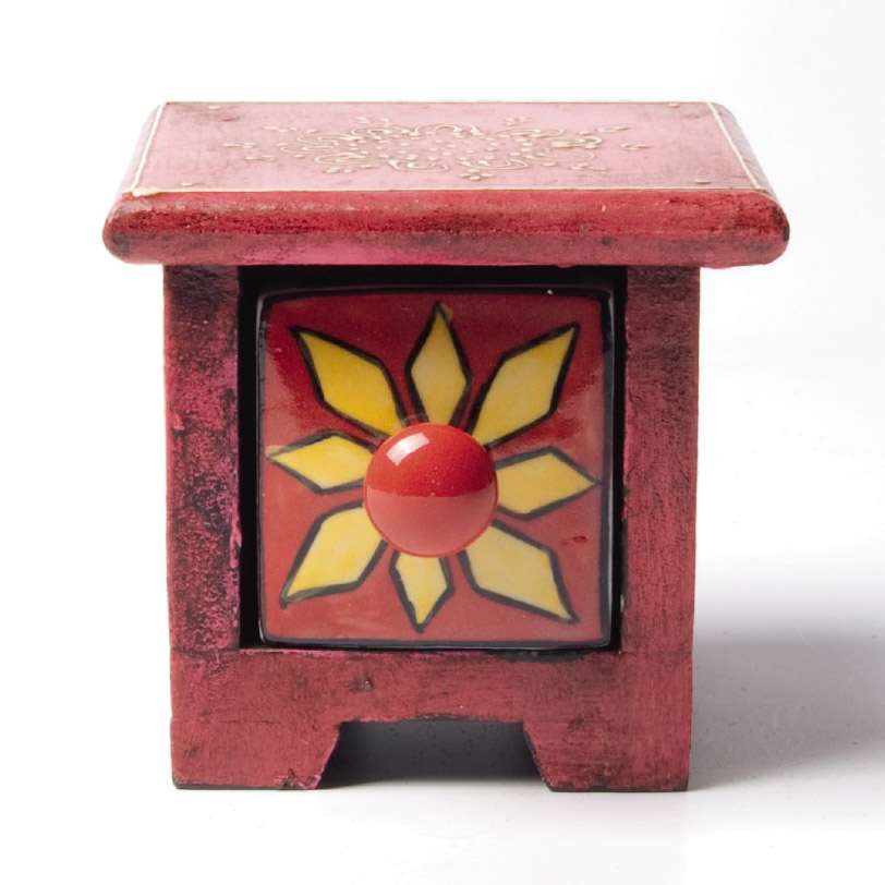 Schubladentruhe mit 1 Schublade, rot, L 10 cm, B 10 cm, H 9 cm von fischer's lagerhaus