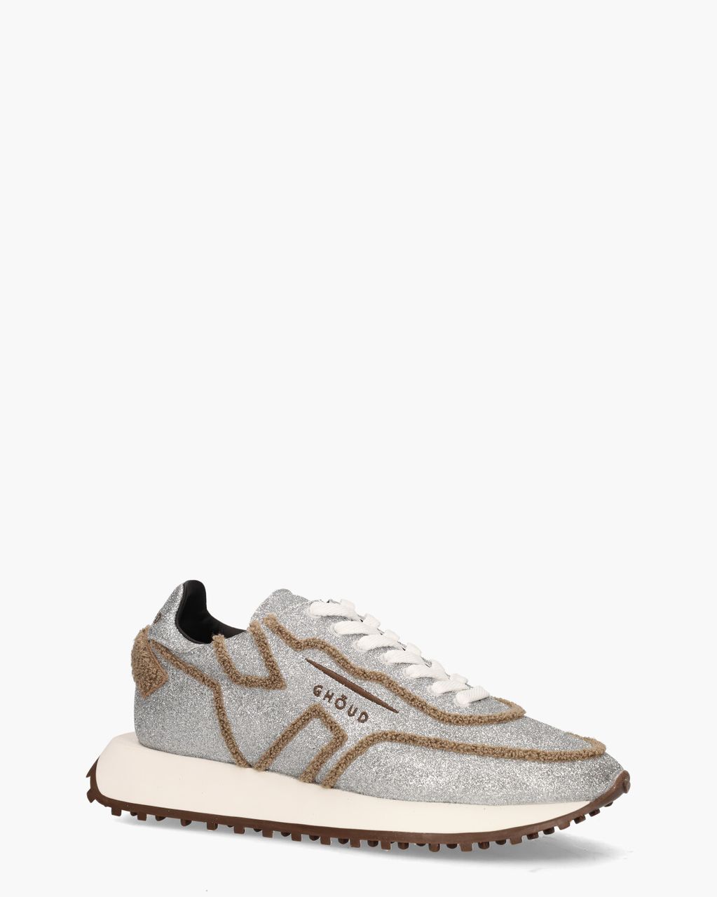 Ghoud Rush One Low Glitter Zilver/Bruin Damessneakers