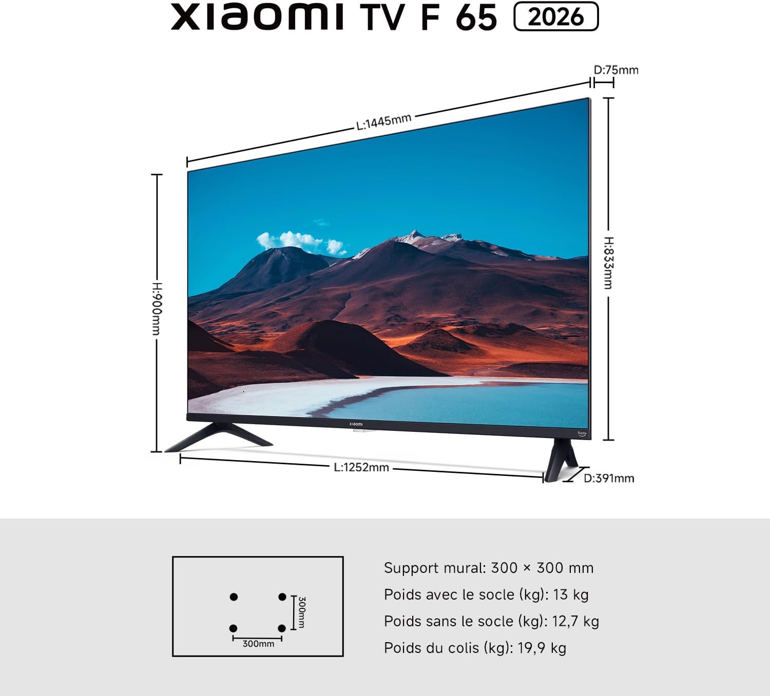 Xiaomi TV F 50, 127 cm (50 Pouces), 4K UHD, Smart TV, Fire TV, Contrôle Vocal Alexa, HDR10, MEMC, Mode Game Boost 120Hz, 2Go+32Go, Compatible avec AirPlay [Classe énergétique F]