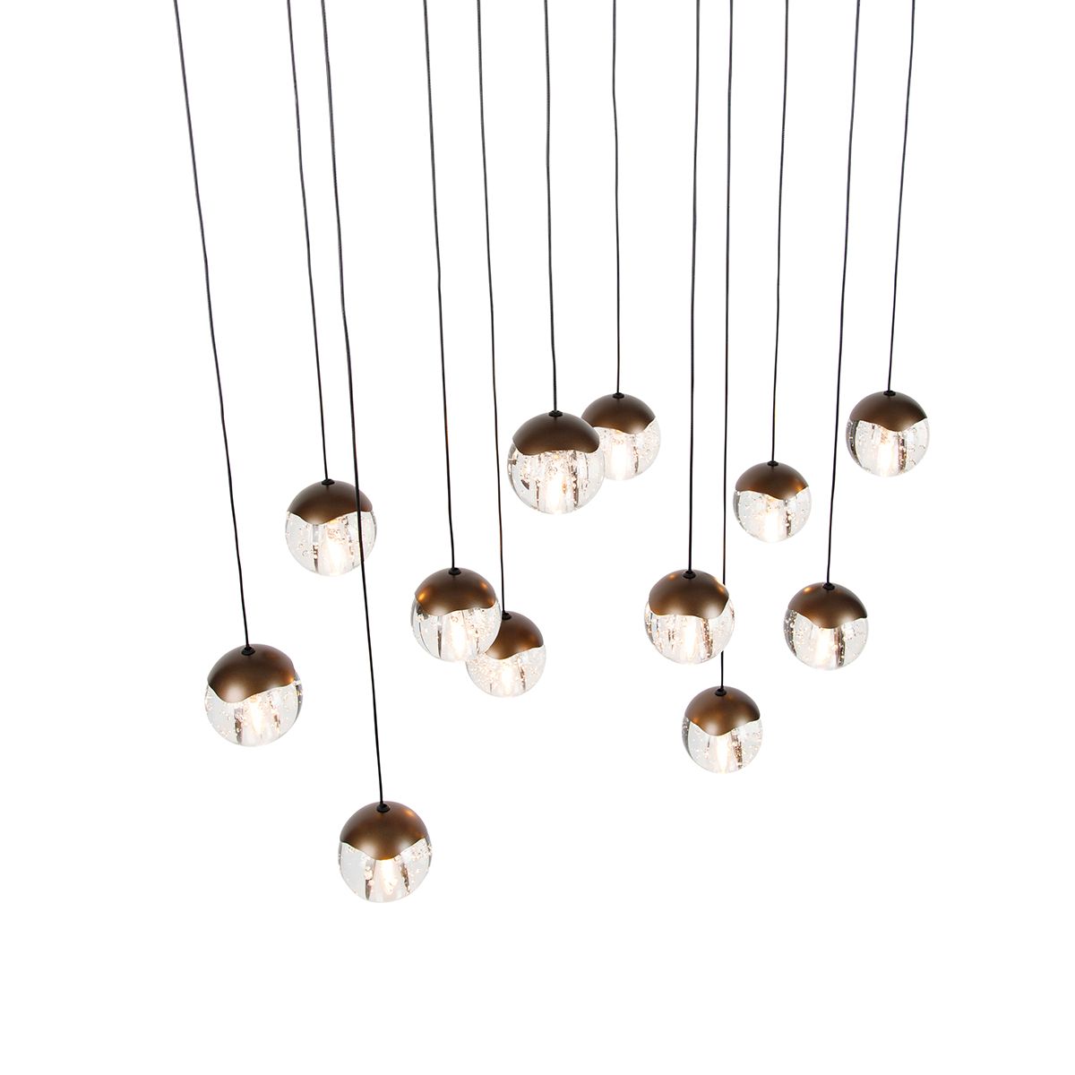 Design hanglamp donker brons met helder glas 12-lichts - Inge