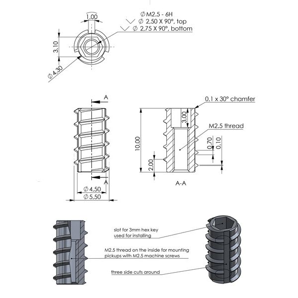 Warwick PU Mounting Insert Set