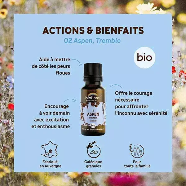 Biofloral 02 Álamo Grânulos de Álamo Remédios Florais de Bach Orgânicos 19,5g