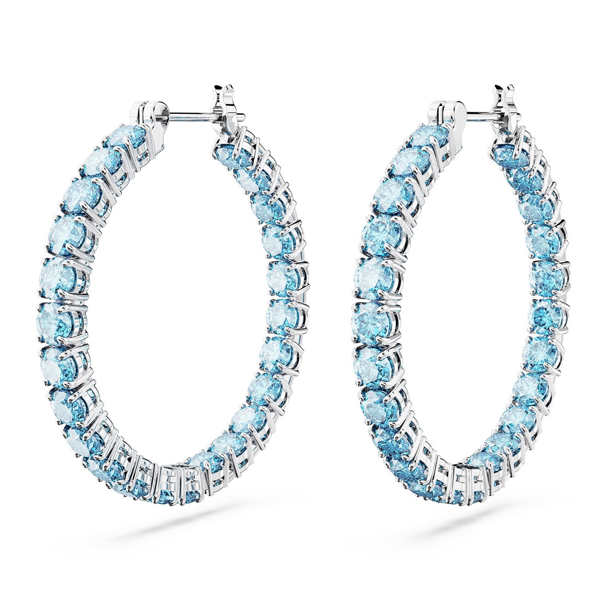 Boucles d'oreilles créoles Swarovski Matrix bleues