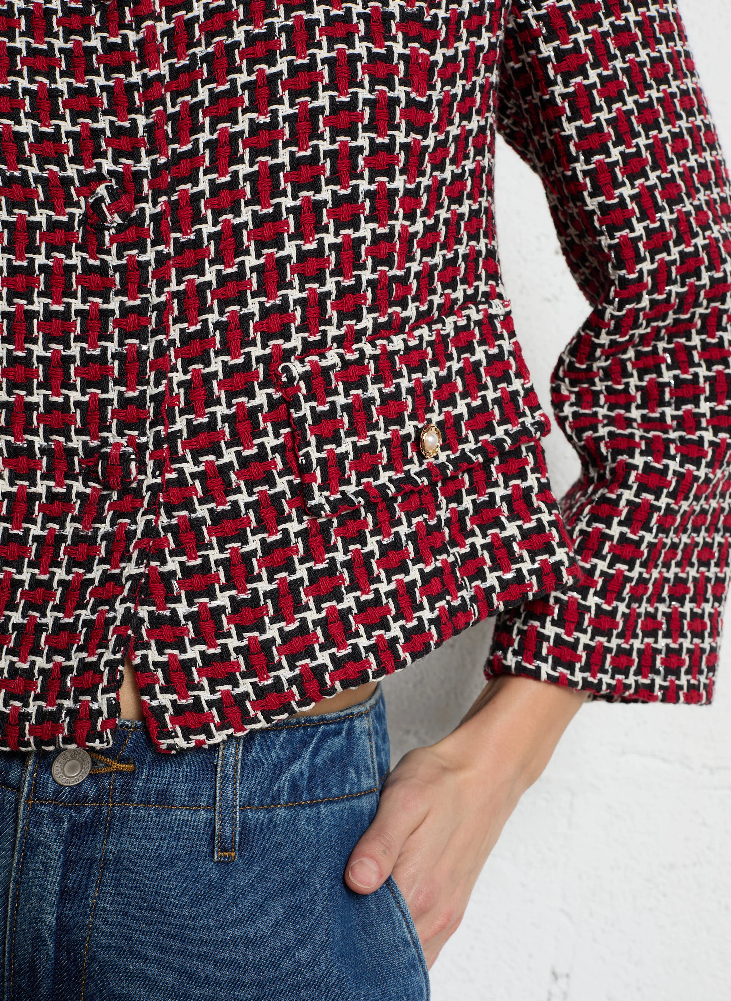 Veste en tweed de coton mélangé | Rouge