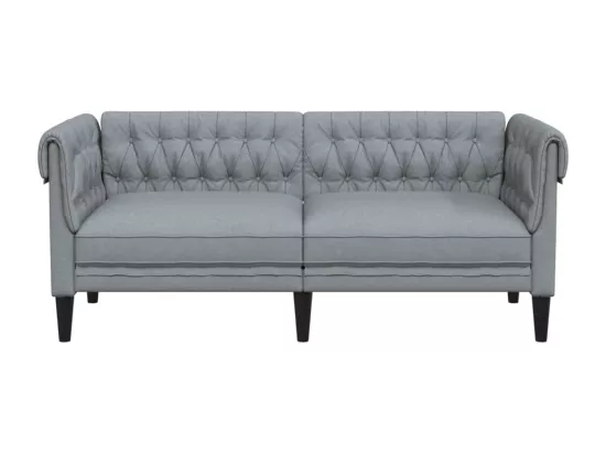 Canapé Chesterfield 2 places gris clair tissu