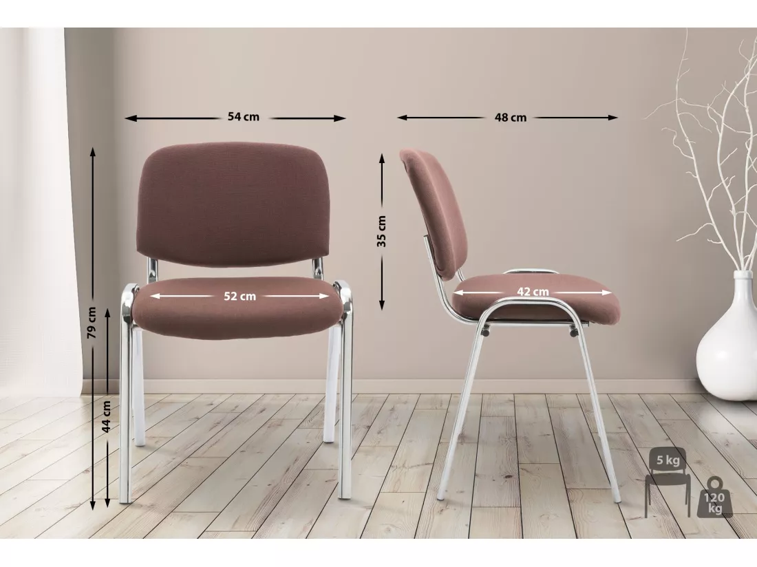 Chaise de salle à manger - Tissu & Métal chromé - Marron - Ken