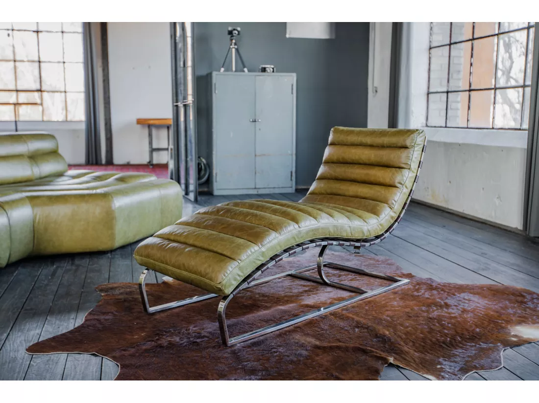 Fauteuil - Vert cuir - SIRY