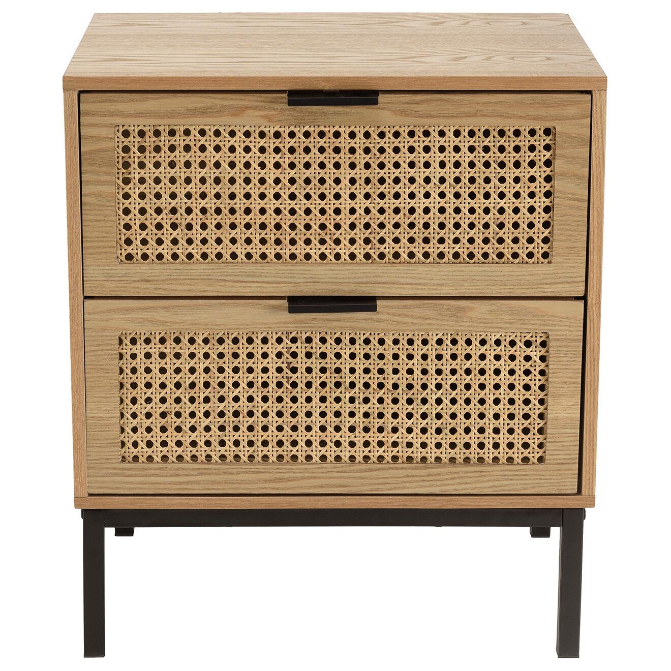 Macabane Chevet 2 tiroirs rotin Marceau - 48x34x55 cm