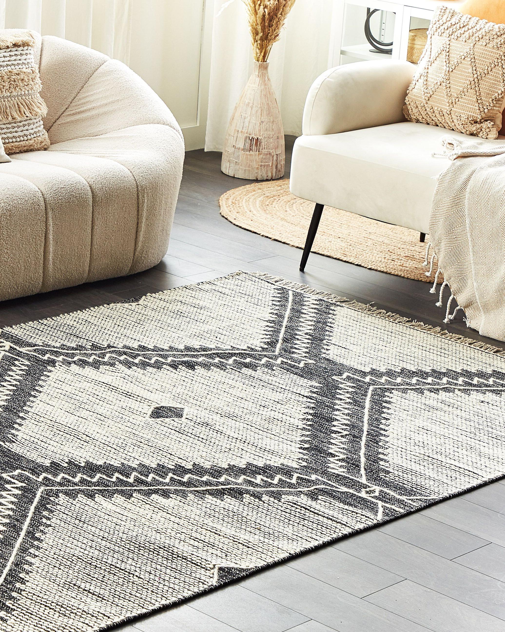 Vloerkleed ARBAA Zwart 160 x 230 cm Katoen