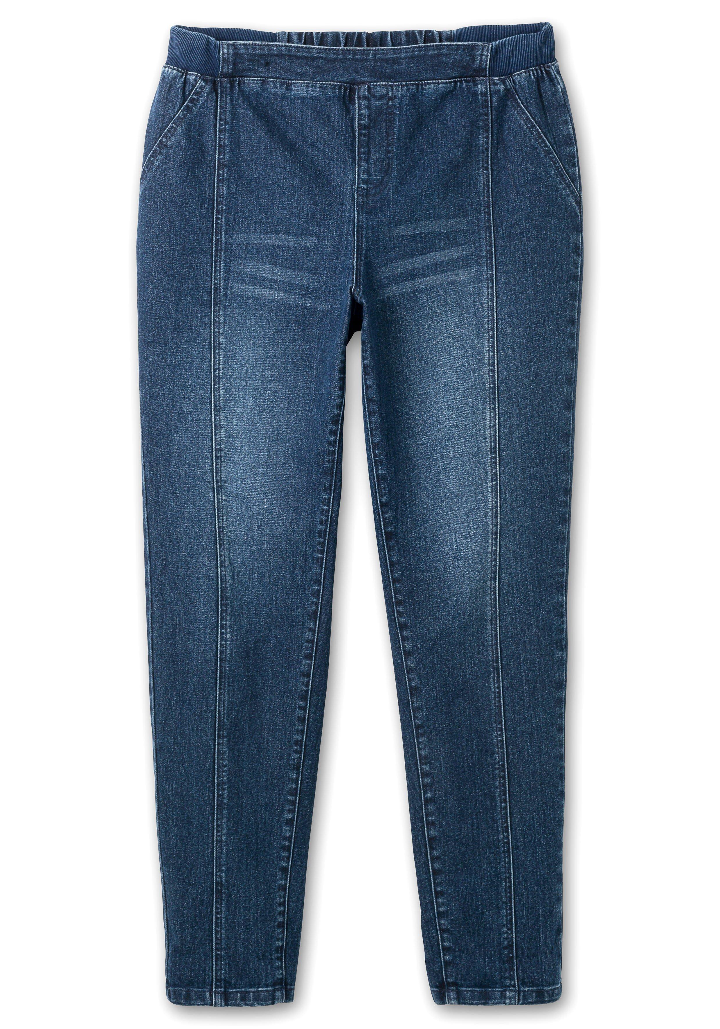 Schmale Jeans mit Gummibund und Teilungsnähten