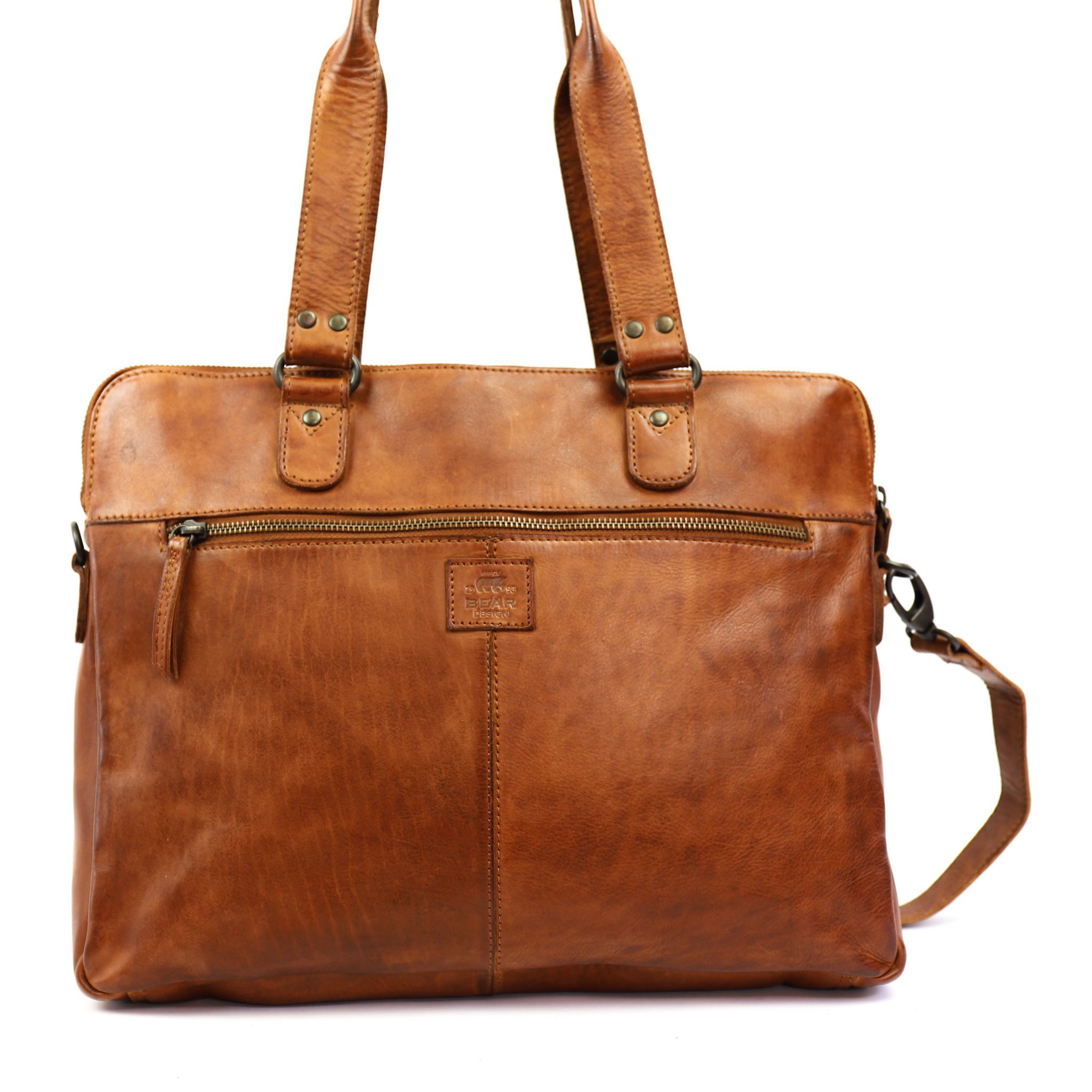 Bear Design Cow Lavato Handtas Lia 13,3 inch Cognac CL35220