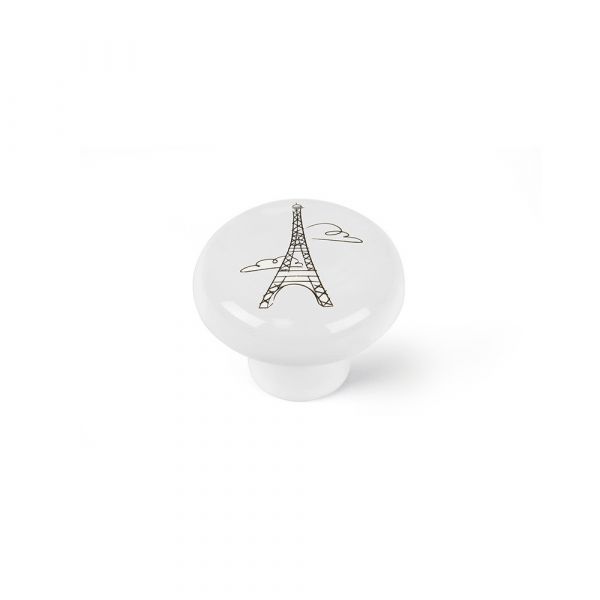Rei Blíster com 4 Puxadores Redondos para Móveis. Fabricado em Porcelana e Acabamento Ilustrado. Mod. e816 ø40mm. - 68516