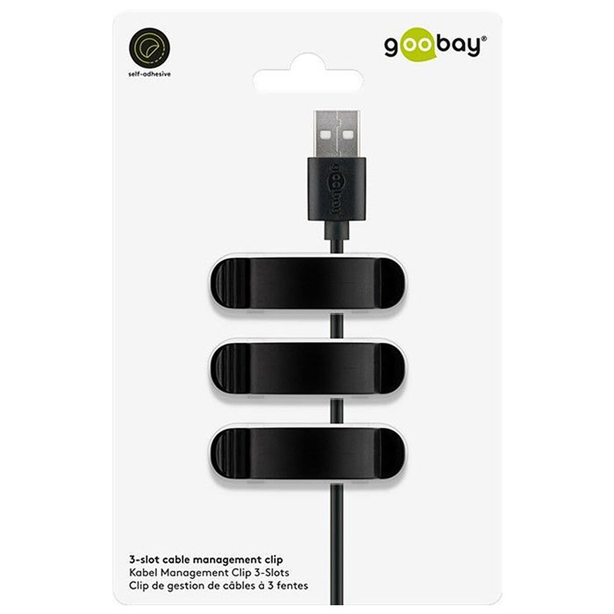 Goobay 3 Slot Cable Management - Noir