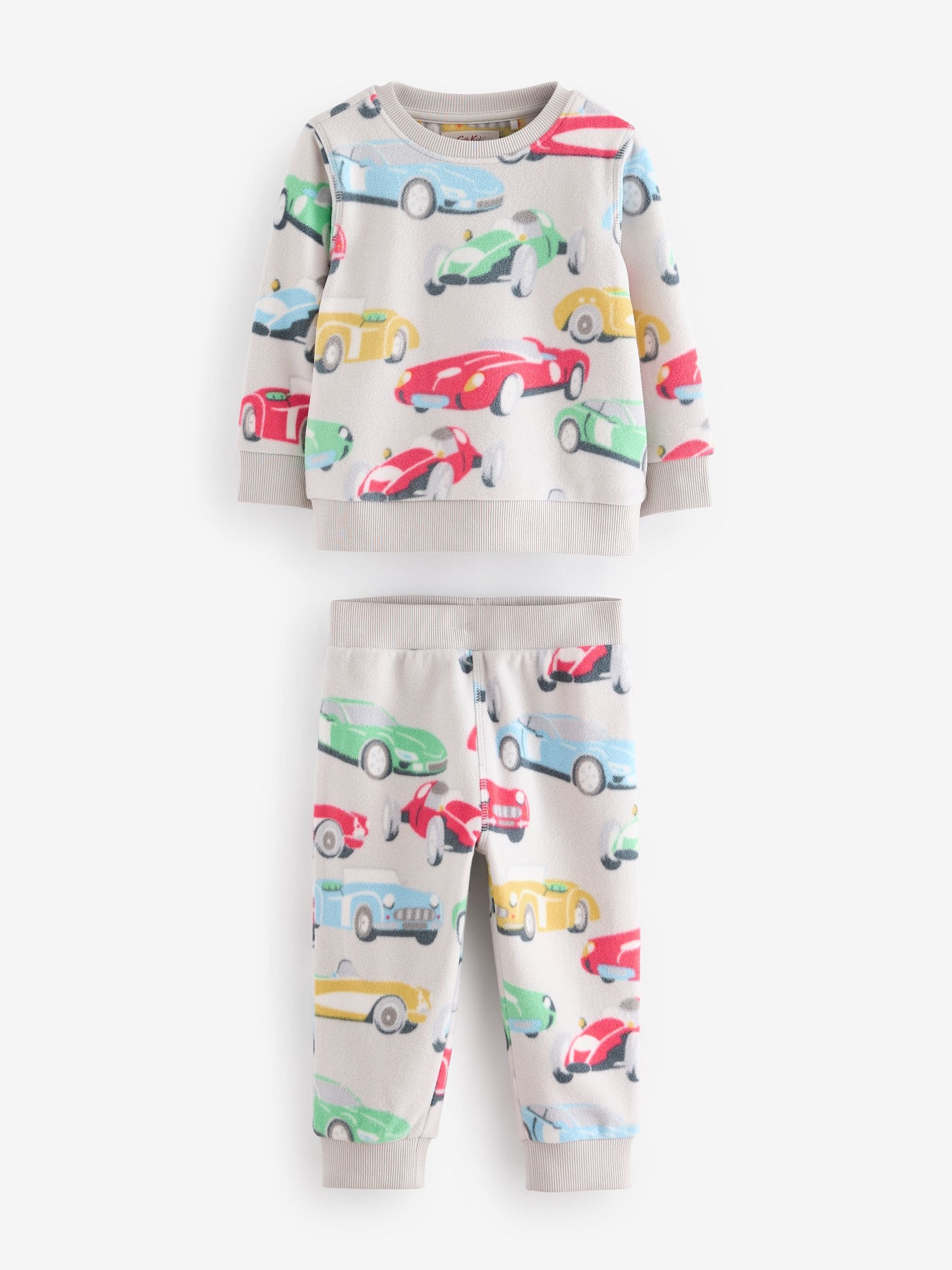 Cath Kidson Rood/Ecru Witte Auto's - Single Cosy Fleece Pyjamas