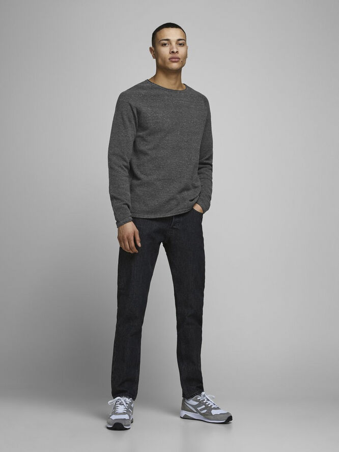 Jack & Jones JJEHILL KNIT CREW NECK NOOS Dark grey melange