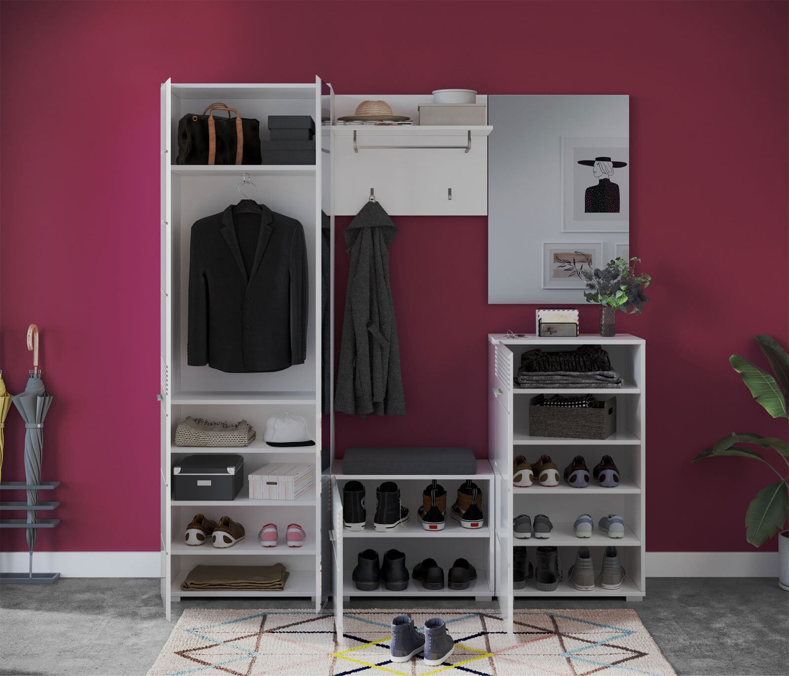 Garderobenschrank Linus Weiß B/H/T 55x190x37cm