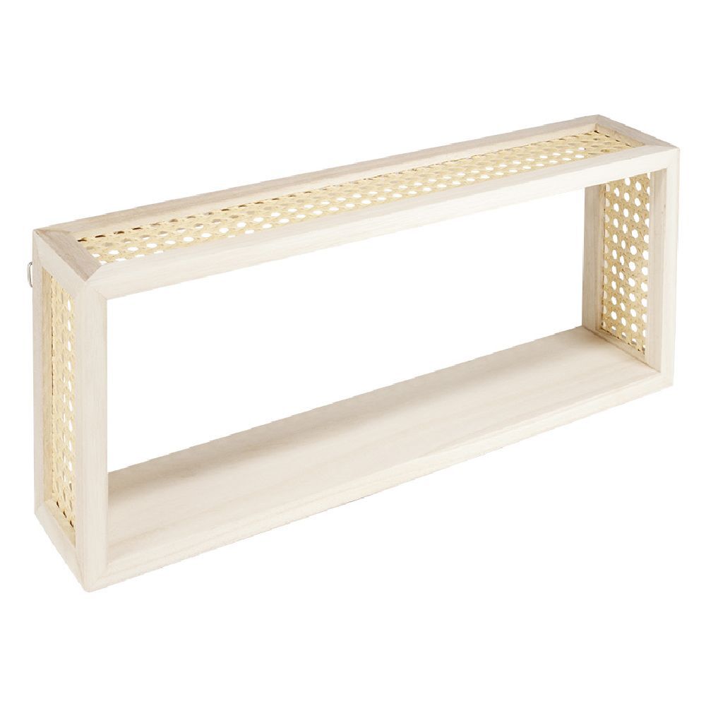 Étagère murale bois et cannage L50x10xH20cm
