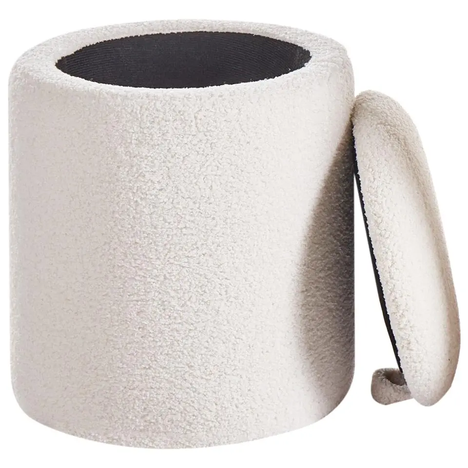 BEREA - Poef set van 2 - Gebroken wit - Bouclé