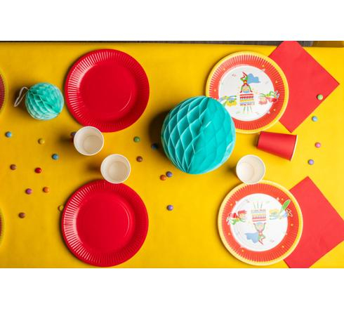 (20er Set) Ø23cm Pappteller Einweg Papier Teller Party Geschirr Tisch Deko (79215I) - Rot